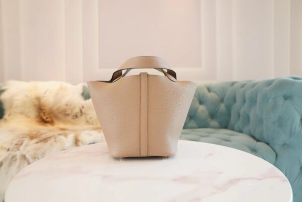 ee7164eacd6edde-1 God Factory Bags Hermes Factory S2 Trench Grey Clemence Leather Picotin18CM Gold Hardware