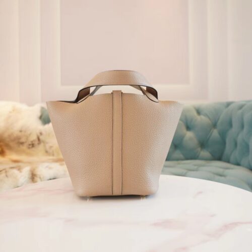 God Factory Bags Hermes Factory S2 Trench Grey Clemence Leather Picotin18CM Gold Hardware