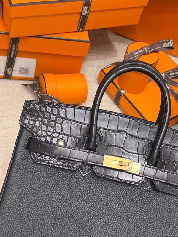 ee93226627deb5d USA Los Angeles Hermes Birkin Touch 25 89 Noir Togo/ Matte Crocodile Gold Hardware