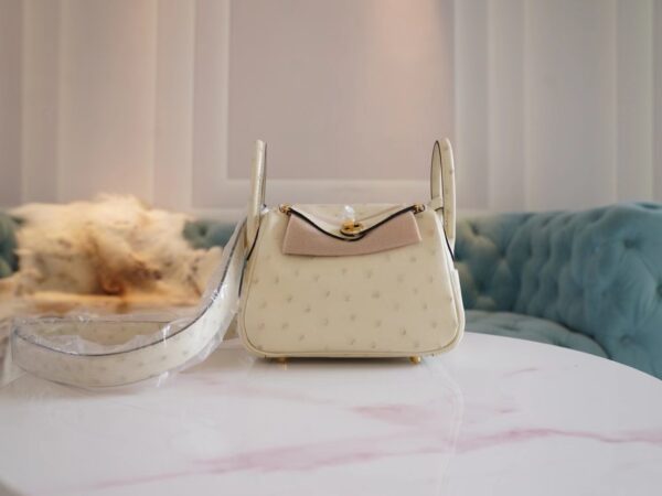 ef0337f6fae41ae-1 Special Order Hermes South KK Ostrich Mini Lindy 19CM I2 Nata Gold Hardware