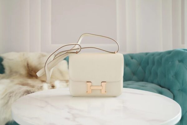 ef58e724e6ed8a7-1 Hermes Handmade Boutique CK10 Craie Constance 19CM Epsom Leather Rose Gold Hardware