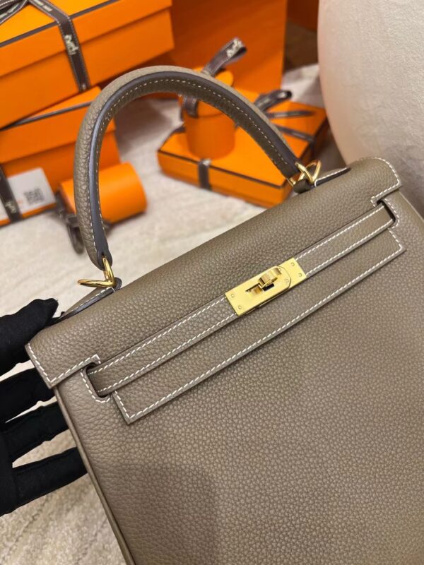 ef8c4f01994d3c7 Hong Kong Hemes Kelly 25CM Togo Leather CK10 Craie Gold Hardware