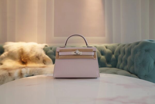 ef9ac9617f011ec-1 God Factory Bags Hermes 09 Mauve Pale Epsom Leather Mini Kelly 19CM Silver Hardware