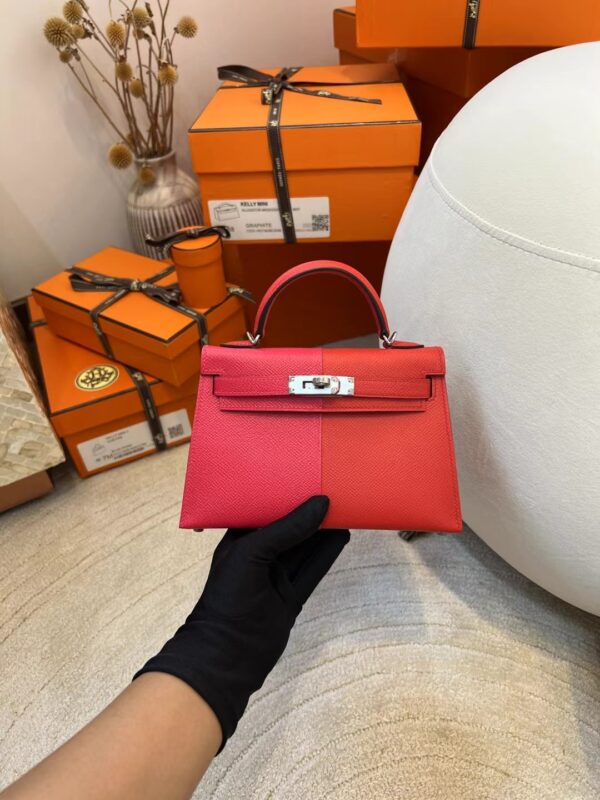 efdcf663182f15f-1 USA Los Angeles Hermes Three Colors Epsom Mini Kelly 19CM Silver Hardware