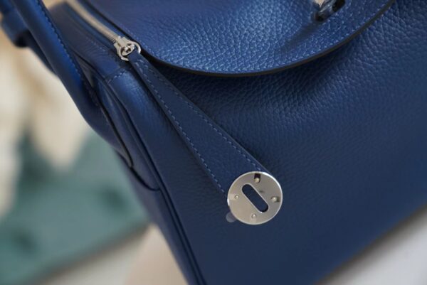 f06b5ed5814b57b Discount Hermes Lindy 26CM S4 Deep Blue Clemence Leather Silver Hardware