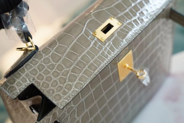 f08ce12fc40cad7 God Factory Bags Hermes CK81 Gris Tourterelle Shiny Aligator Crocodile Kelly28CM Gold Hardware