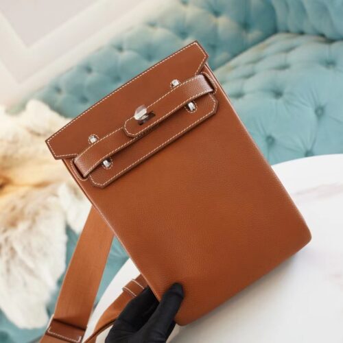 New Hermes 37 Gold Barenia Faubourg Hac A Dos Shoulder Bag Silver Hardware