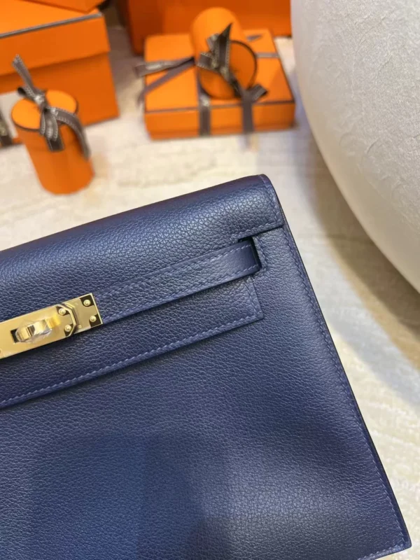 f1299ed61fa86e3-jpg Hermes Evercolor Leather Kelly Danse 22CM 2Z Blue Nuit Gold Hardware