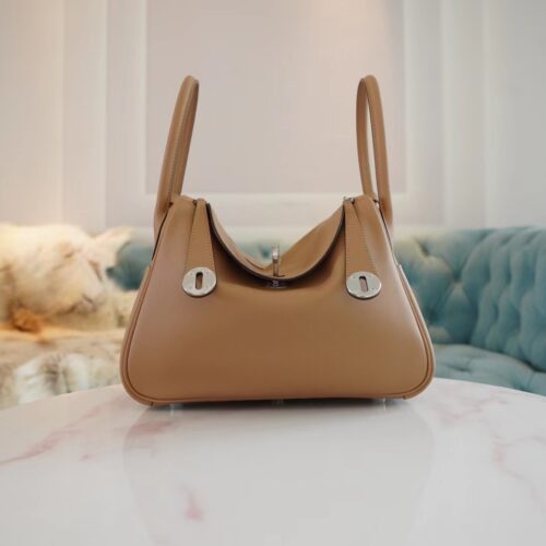 New Hermes Lindy 26CM Swift 0M Chai / 3Q Rose Sakura Silver Hardware