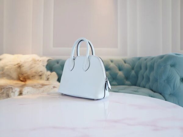 f175fa569904050 Sale God Factory Bags Hermes Mini Bolide18CM T0 Blue Brume Chevre Leather Silver Hardware