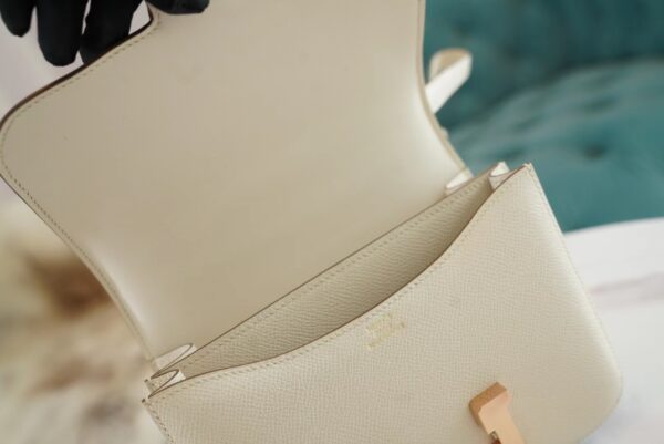 f1ec40fd5e9ffe4 Hermes Handmade Boutique CK10 Craie Constance 19CM Epsom Leather Rose Gold Hardware