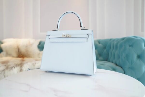 f2170c011258b64 God Factory Bags Hermes Kelly Kelly 25CM T0 Blue Brume Epsom Leather Gold/Silver Hardware