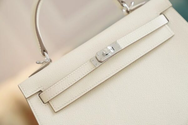 f245e52d2c72d10 God Factory Bags Factory Hermes Kelly 25CM C10 Craie Epsom Leather Silver Hardware