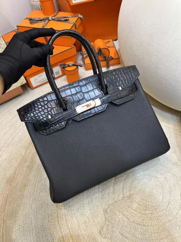 f2b8f42ec1772b2-jpg Hermes Birkin Touch 30CM 89 Noir Matte Alligator/ Togo Rose Gold Hardware