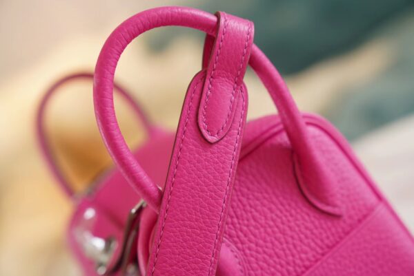 f3acb6a51853965 Hermes Boutique 5R Rose Shocking Clemence Leather Mini Lindy19CM Silver Hardware