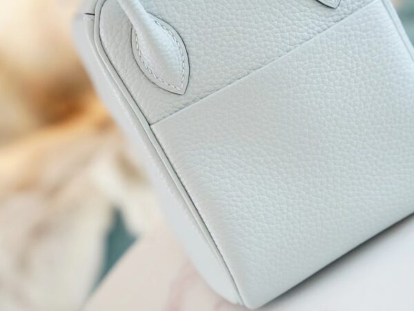 f416a150727154b Hand Stitch Hermes 08 Blue Pale Clemence Leather Lindy Bag26CM Silver Hardware