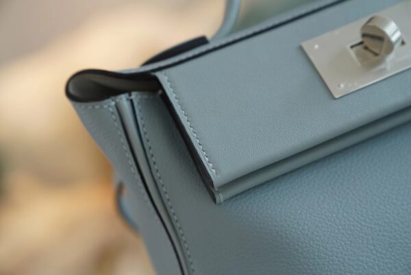 f4dc0778d34b26a Discount Hermes Mini Kelly 24/24 J7 Blue Lin / Gris Mouette Evercolor Leather Silver Hardware