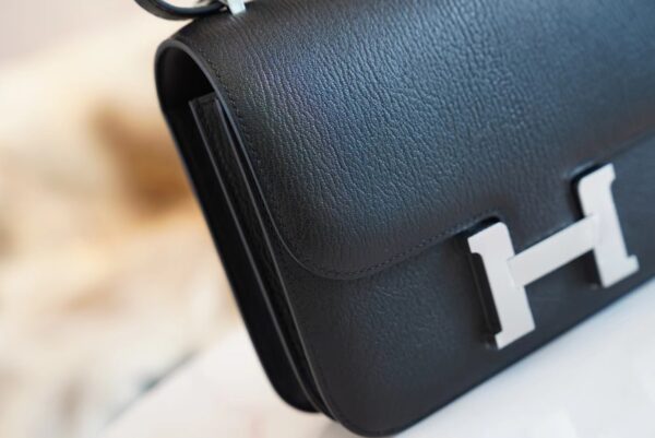 f4f057b7c5ceab6 God Factory Bags Hermes Factory CK89 Black Chevre Leather Constance 19CM Silver Hardware