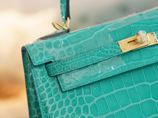 f4f80006e7a12ae God Factory Bags Hermes Kelly Sellier 25CM O6 Vert Jade HCP Shiny Alligator Gold Hardware