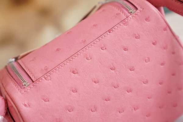 f51c48238c42ca0 Wholesale Hermes Mini Lindy19CM L4 Rose Bubble South Africa KK Ostrich Silver Hardware