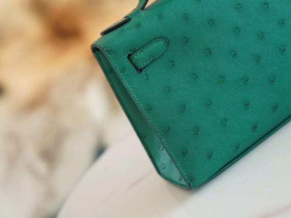 f594cf54df751f1 Fashion Hermes Kelly Pochette22cm U4 Vert Vertigo KK Ostrich Leather Gold Hardware