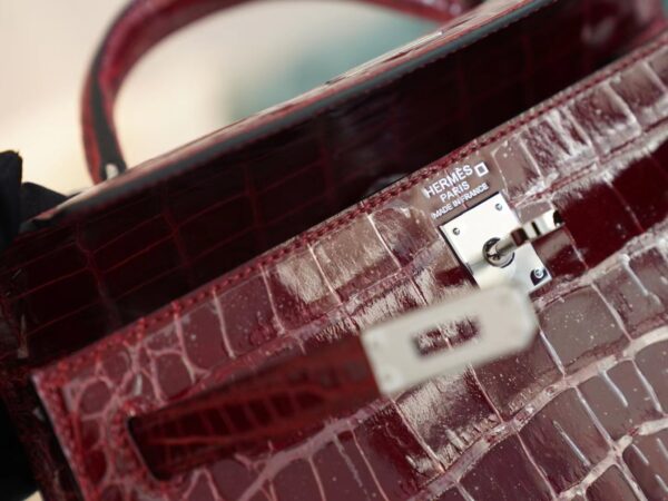 God Factory Bags Hermes Kelly 25CM 57 Bordeaux Shiny Aligator Crocodile Silver Hardware