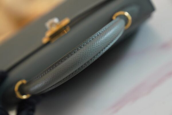 f6bde31aa95f63a Full Handmade Hermes CK63 Vert Amande Kelly 25CM Epsom Leather Gold Hardware