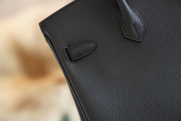 f6f16ad34b0d4b1 Full Handmade Hermes CK89 Black Togo Leather Birkin25CM Tote Bag Silver Hardware