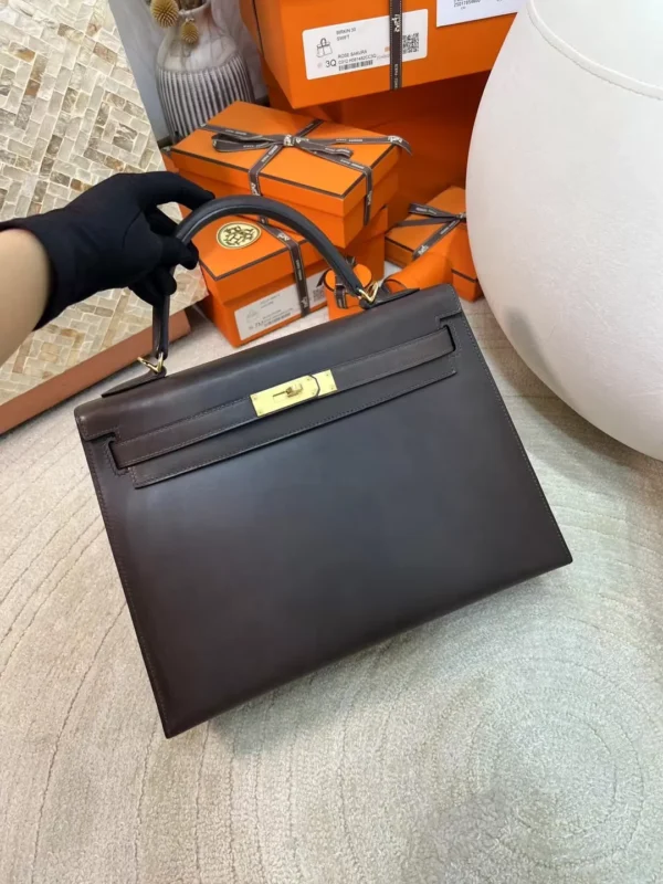f78ea0a29441424-jpg Hermes 46 Ebene Barenia Leather Kelly Sellier 32CM Gold Hardware