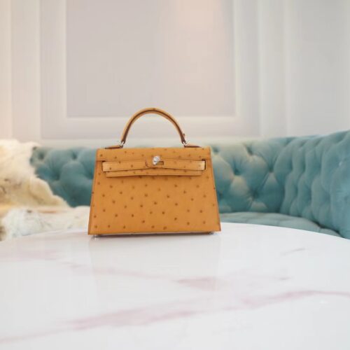 Hermes Boutique Tabac-Camel South Africa KK Ostrich Mini Kelly II 19CM
