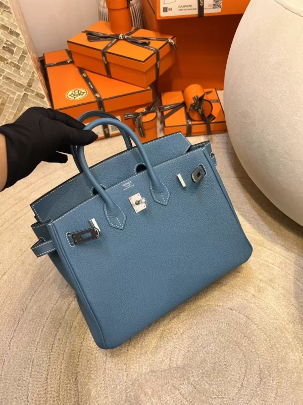 f8093e80eaf86c3-jpg USA Los Angeles 75 Blue Jean Birkin 25CM Togo Leather Silver Hardware