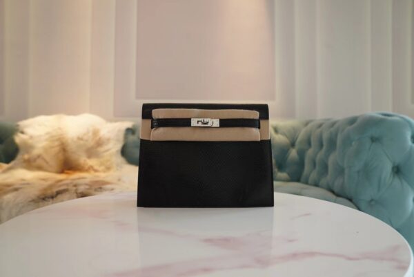 f859ebb27b7723c-1 Hand Stitching Hermes CK89 Nior Lizard Leather Kelly Danse 22CM Silver Hardware