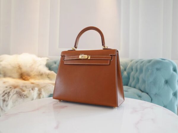 f883d510b6d5af8 Full Handmade Hermes Fauve Barenia Kelly Sellier 25CM Women’s Bag Gold Hardware