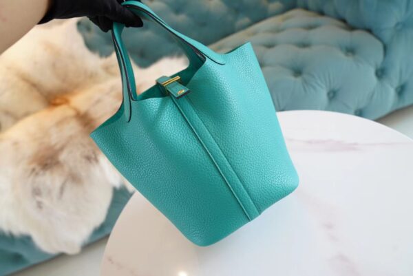 f8bd34ff785461d Full Handmade Hermes U1 Verone Clemence Leather Picotin18CM Gold Hardware