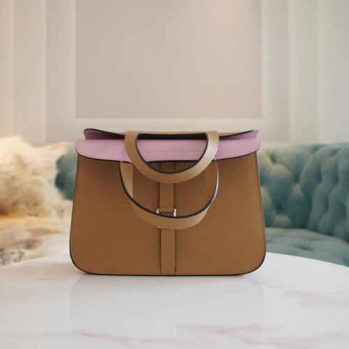 Wholesale Hermes 0M Chai/ X9 Mauve Sylyestre Halzan 25CM Silver Hardware