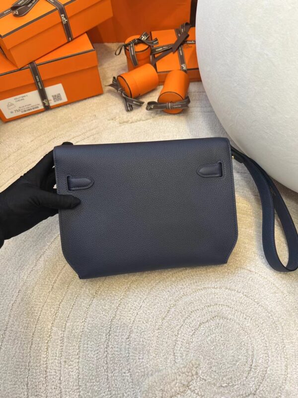 f994a7a2111a66f Hermes Kelly Depeches 25CM Togo Blue Saphir Clutch Bag Gold Hardware