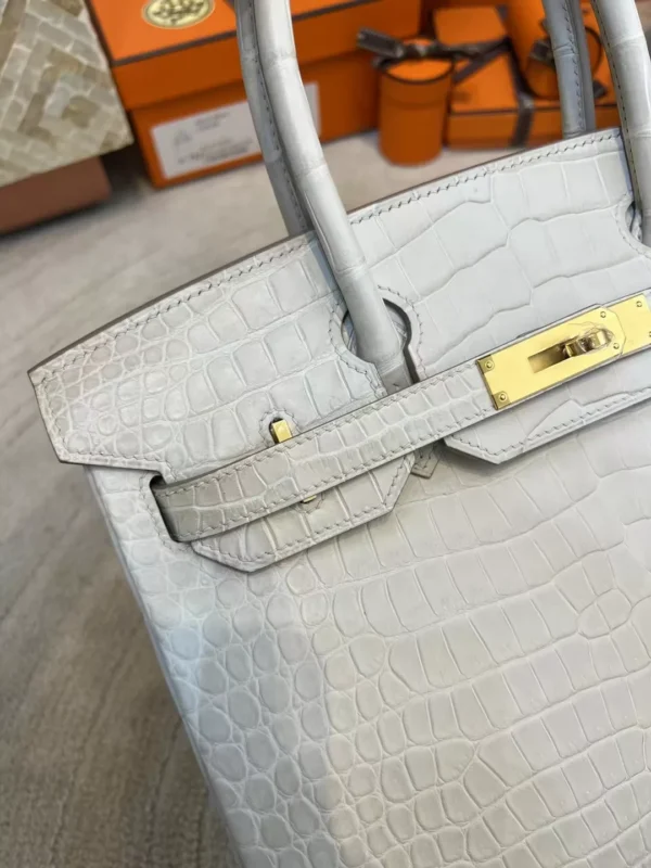 f9fff46b3906c7e-jpg UK London Hermes Birkin 30CM HCP Matte Porosus Crocodile 8L Beton Gold Hardware