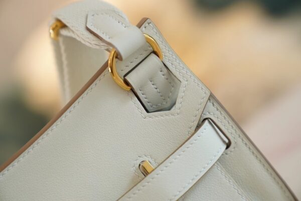 fa80aa6832397de Hand Stitching Hermes Jypsiere Mini Mushroom White Swift Leather Gold Hardware