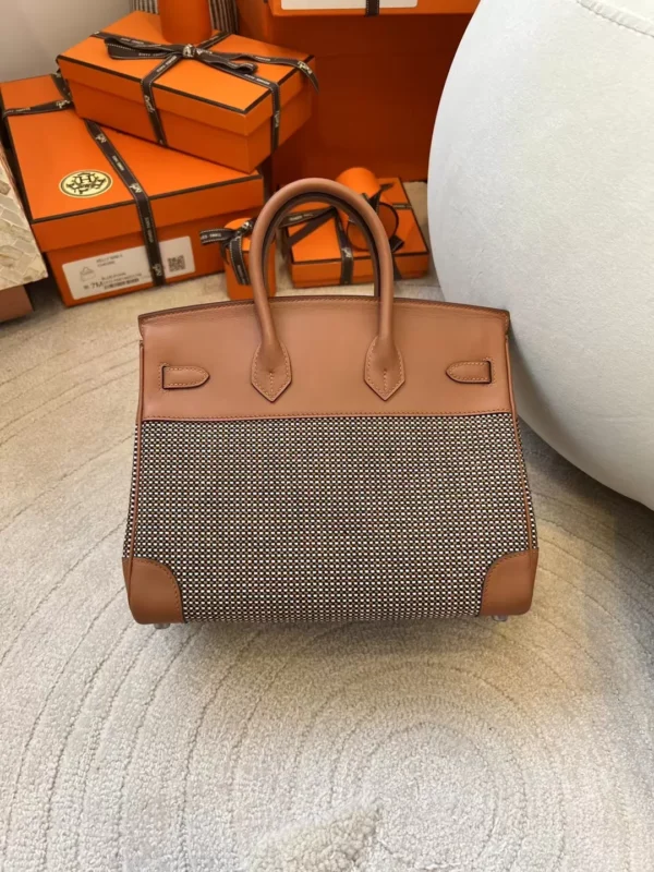 fad0dda670e66ba-jpg New Hermes Birkin 25CM 37 Gold Swift Leather/ Toile Canvas Gold Hardware