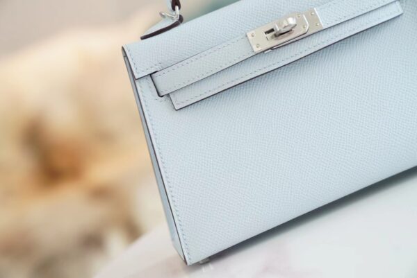 fb40a2f27bfaf4d Hermes Handmade Boutique T0 Blue Brume Epsom Leather Mini Kelly19CM Silver Hardware