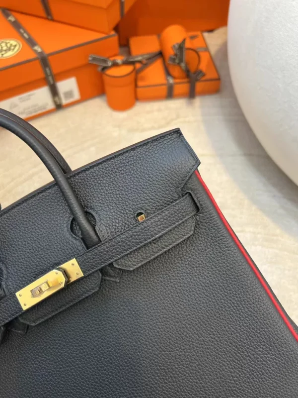 fb8e8f2ec32652d-jpg Hermes 89 Noir/ Rouge De Coeur Birkin 25CM Togo Leather Gold Hardware