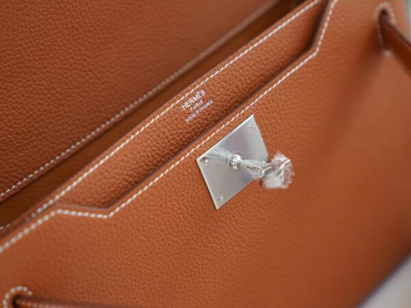 fc44992a56ee555 Full Handmade Hermes Kelly Depeches 25CM CK37 Gold Togo Silver Hardware