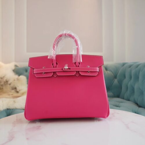 Hermes Handmade Boutique E5 Rose Tyrien Epsom Leather Birkin25CM Silver Hardware