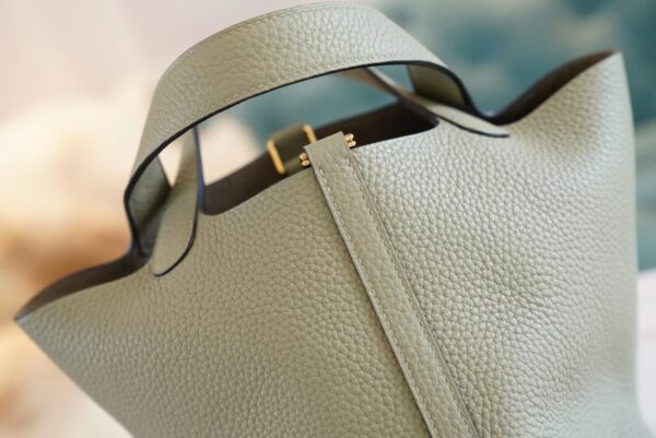 fcca541083e058f Full Handmade Hermes Picotin18CM Q1 Sauge Clemence Leather Gold Hardware