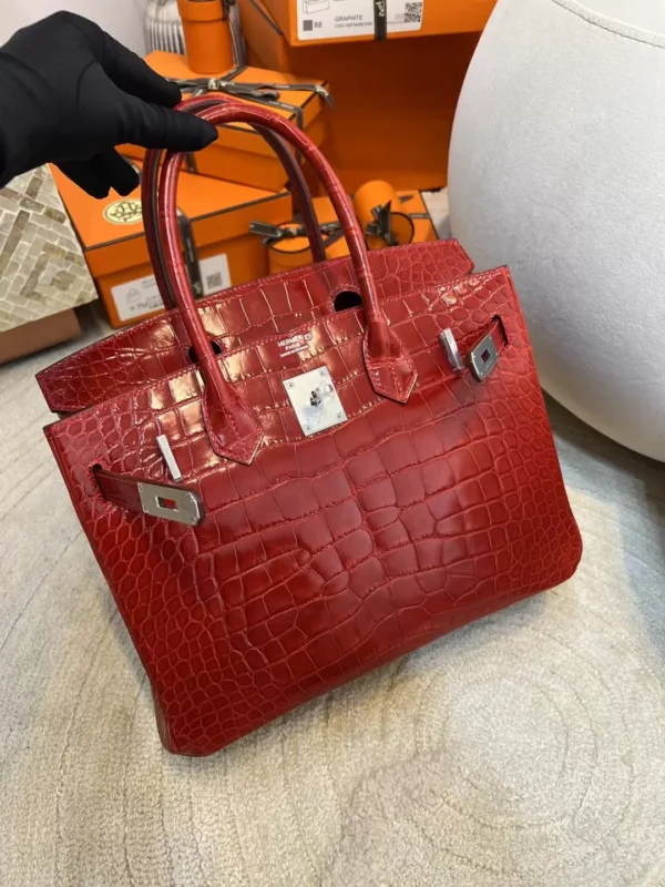 fd2deec761c9726-jpg Hermes Shiny Alligator Crocodile Birkin 30CM 95 Braise Silver Hardware