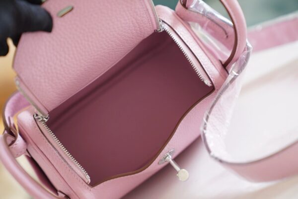 fd5721a1b9c10a4 On Sale Hermes Mini Lindy 19CM X9 Mauve Sylyestre Clemence Leather Silver Hardware