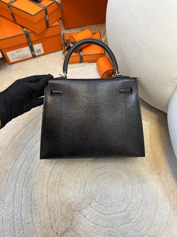 fd9dceace9cd793 Qatar Doha Hermes Kelly Sellier 25CM Lizard Leather 89 Noir Rose Gold Hardware