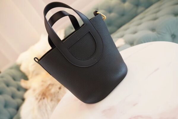 fdfdce14309e860 Full Handmade Hermes CK89 Black In The Loop18CM Clemence Leather Gold Hardware