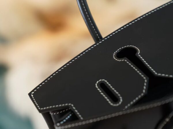 fe50ad2b4379286 Discount God Factory Bags Hermes 89 Noir Box Leather & Canvas Birkin Bag30CM Silver Hardware