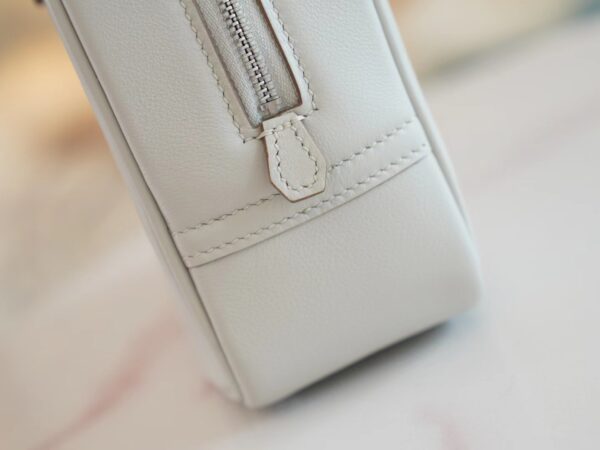fe76867969f91cf New Arrival Hermes Mini Plume Swift 80 Gris Pearl Tote Bag Silver Hardware